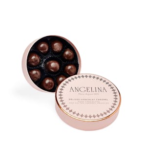 Angelina Box of Chocolate and Caramel Heart Truffles Delicacies