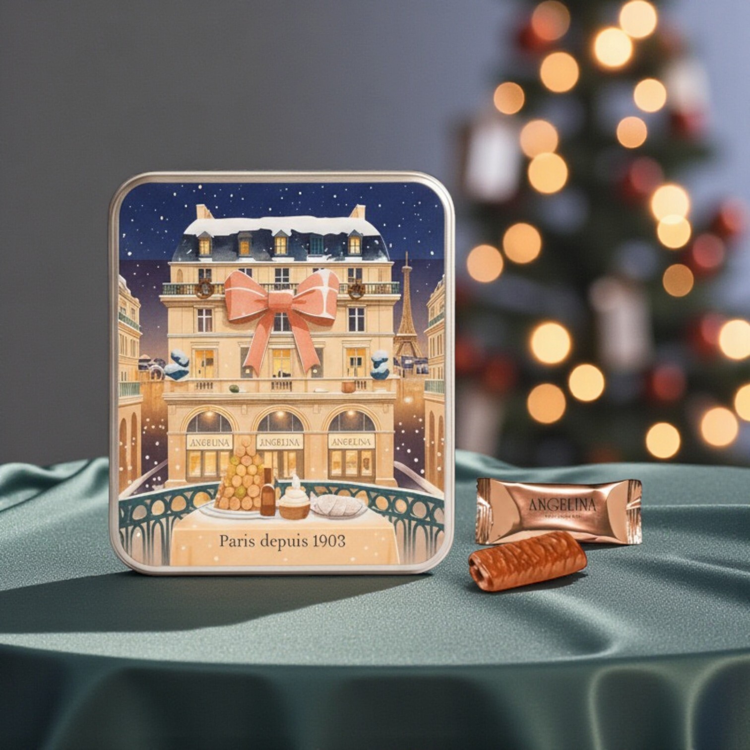 Thumbnail 3 - Angelina Crispy Crepes with Milk Chocolate Christmas Square Box